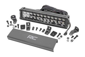 LED Light Bar - Rough Country - Black Series, Dual Row, White DRL - Black